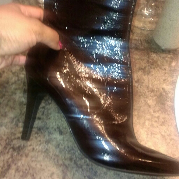 Maroon patent leather