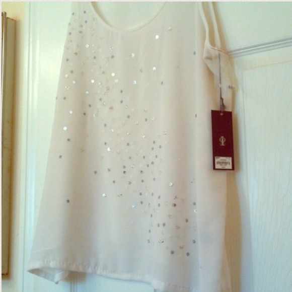 NWT Jennifer Lopez Tank Top w/ silver & white embe - Picture 4 of 4