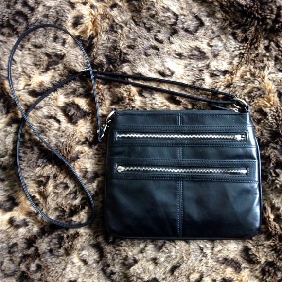 Handbags - Black leather cross body purse bag