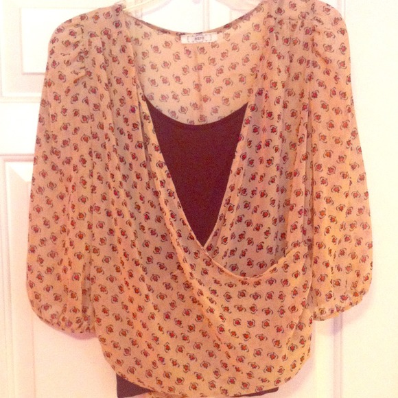 Tan patterned top