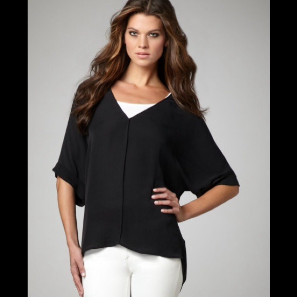 Vince black silk tunic top
