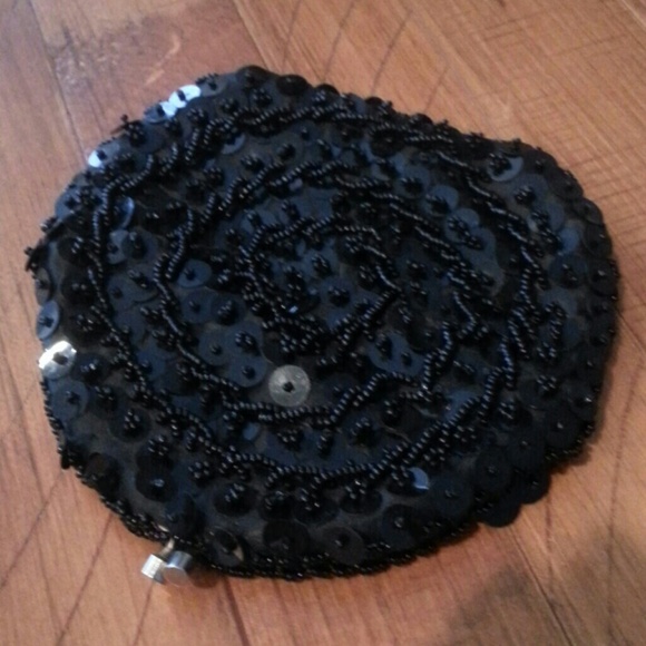 Small black beaded and sequined evening clutch