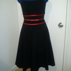 Black with Red Strapless Party Dress Size 7/8