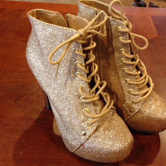 Chunky Gold Glitter Heels