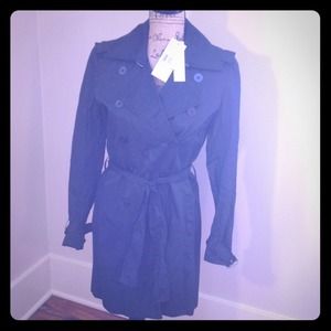 Black Double Breasted Kenneth Cole Trench Coat