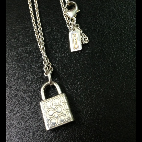 🚫SOLD🚫Coach Sterling Silver Padlock Necklace - Picture 1 of 4