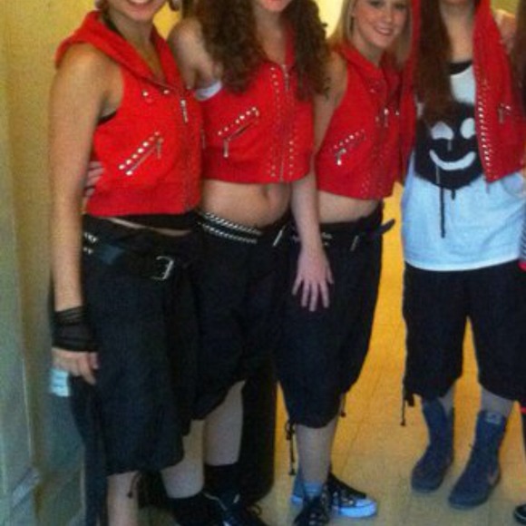 Studded Red Hoodie Crop Top - Picture 2 of 4