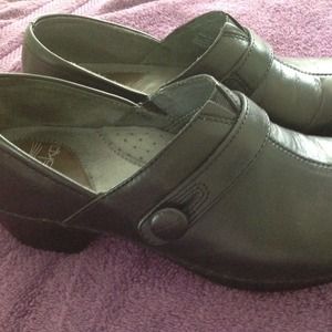Dansko Black Leather Button Shoes