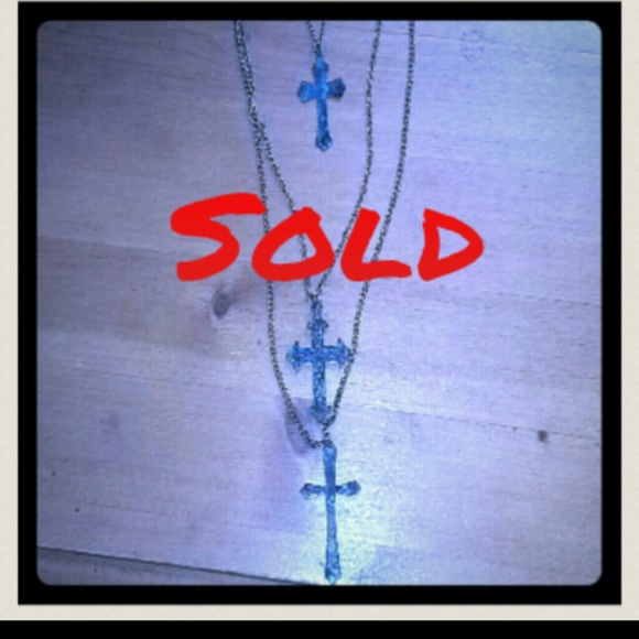 *Sold PP *Nwt Long gold and teal necklace - Picture 1 of 3