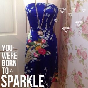 Forever 21 Gorgeous Royal Blue Satin Bandeau Dress