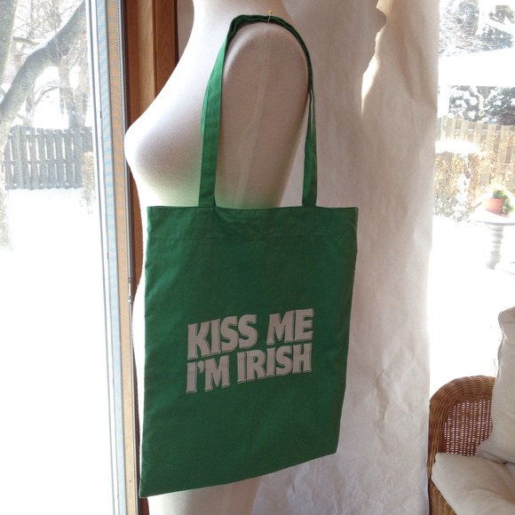 Kiss me I'm Irish saint Patricks day green tote