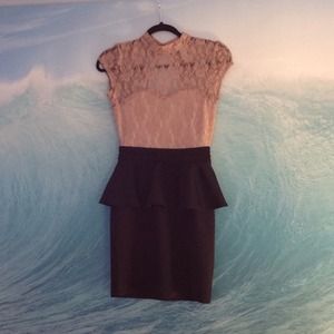 Rose Gold and Black Peplum Dress