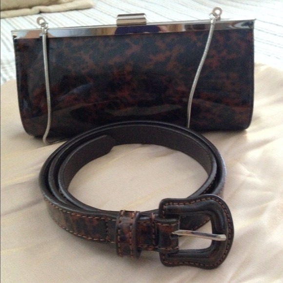 Ladies !Steve Madden leopard print clutch and belt