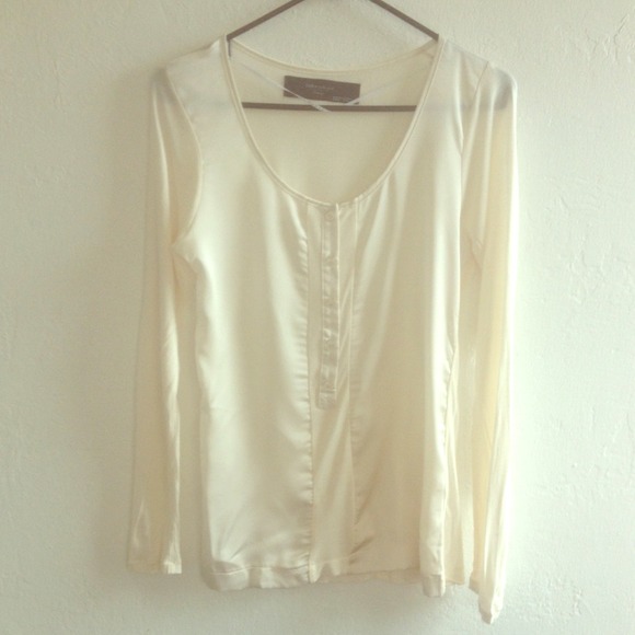 Silk front long sleeved blouse