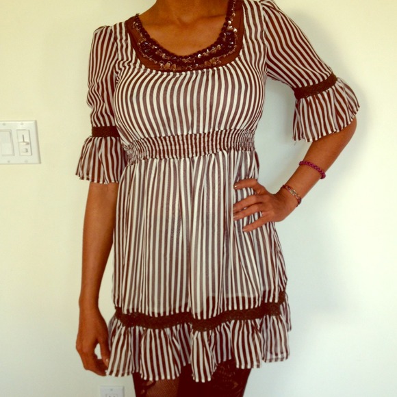 Brown Stripe Dress