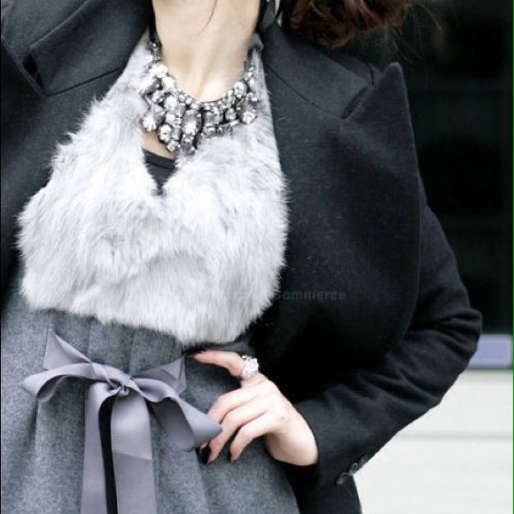 V-Neck Imitation Fur Sleeveless High Waist Dress