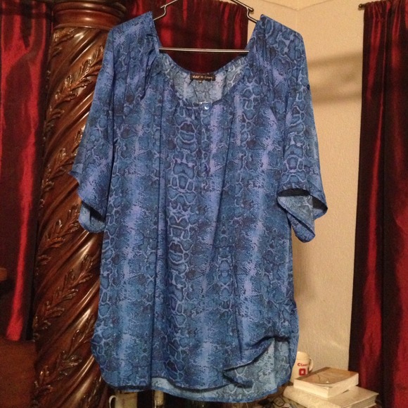 ❌❌SOLD❌❌ Blue Snake Skin Print Top