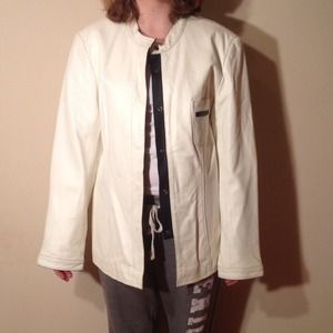 ON SALE!!! White leather jacket
