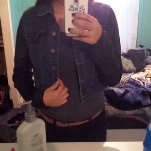 Denim leather jacket