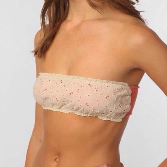 Urban Outfitters Eyelet Cream and Orange Bandeau