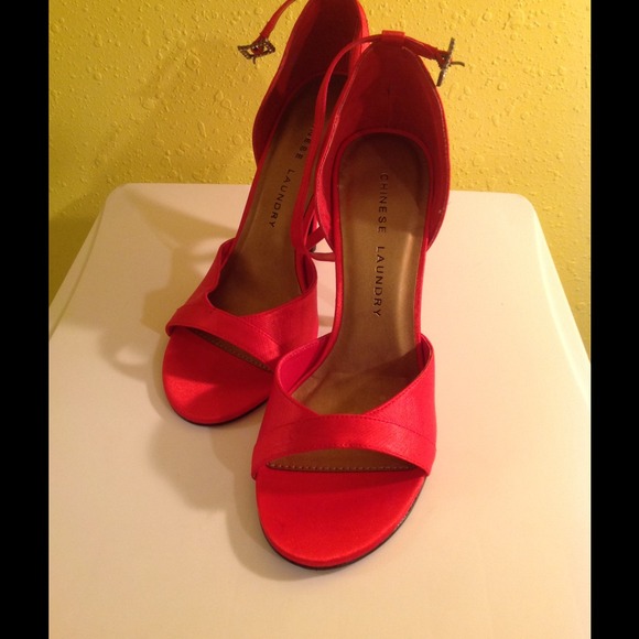 Red Satin High Heels