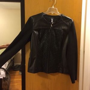 Leather and knit jacket