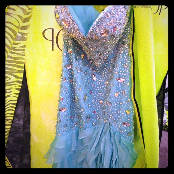 Terani Couture baby blue prom dress.