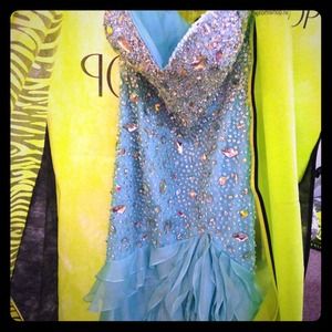 Terani Couture baby blue prom dress.