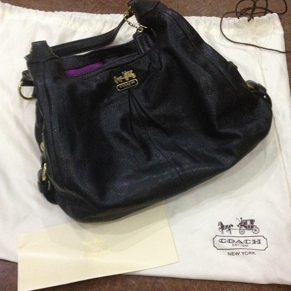 Price reduced! Black leather Maggie coach purse