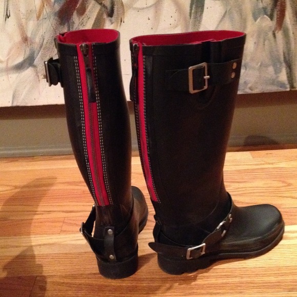 ON HOLD! Black Motorcycle Rain Boots