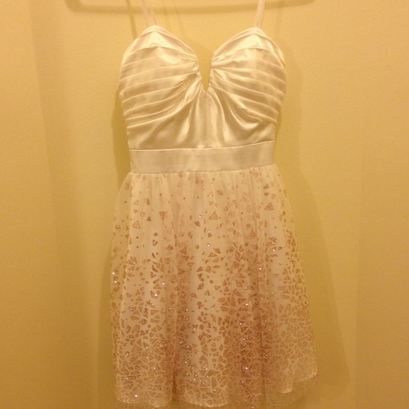 Silk Dress with pink Glitter design or soft lace