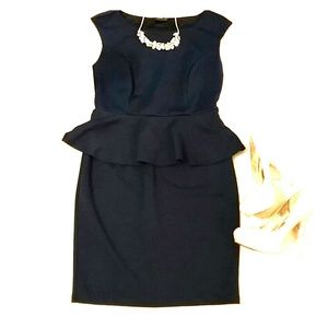 Peplum fitted navy dress