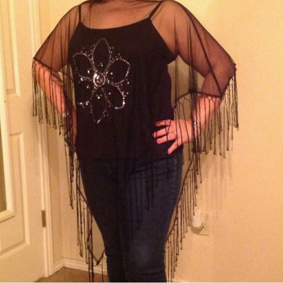 REDUCED! Black, sequin, Poncho