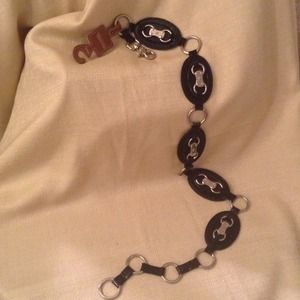 Michael Kors Black Patent Chain Belt