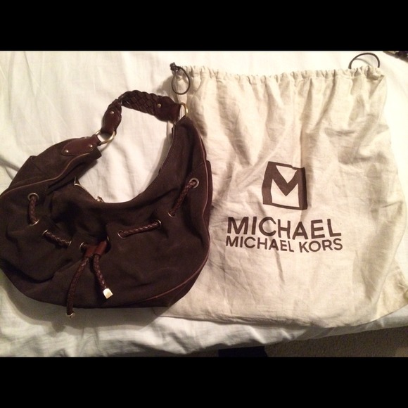 SOLD. Michael Kors suede brown handbag - Picture 1 of 4