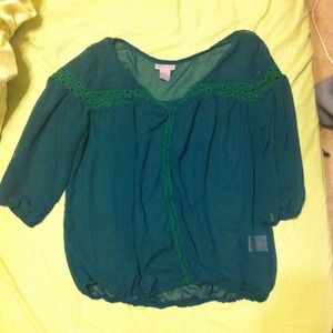 Green Chiffon and Crotchet top