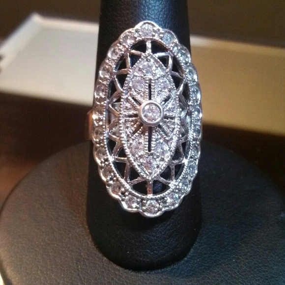 HP Sterling Silver Ring Antique Old Victorian Lace - Picture 2 of 4