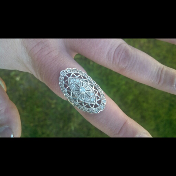 HP Sterling Silver Ring Antique Old Victorian Lace - Picture 3 of 4