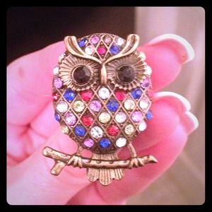 Colorful owl ring💙💛💚💜❤️