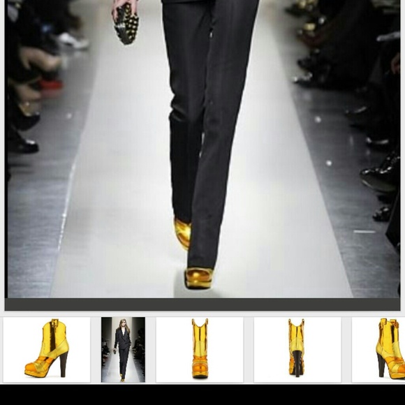 Bottega Veneta Gold Metallic High Heels Boots