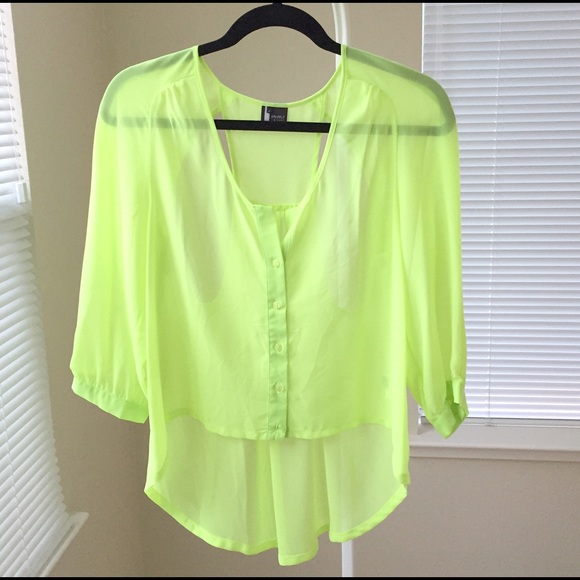 Urban Outfitters Tops - *Like NEW* sparkle & fade neon chiffon top Urban Outfitters Tops - *Like NEW* sparkle & fade neon chiffon top