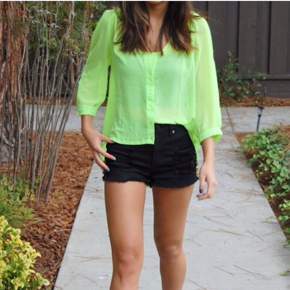 Urban Outfitters Tops - *Like NEW* sparkle & fade neon chiffon top Urban Outfitters Tops - *Like NEW* sparkle & fade neon chiffon top