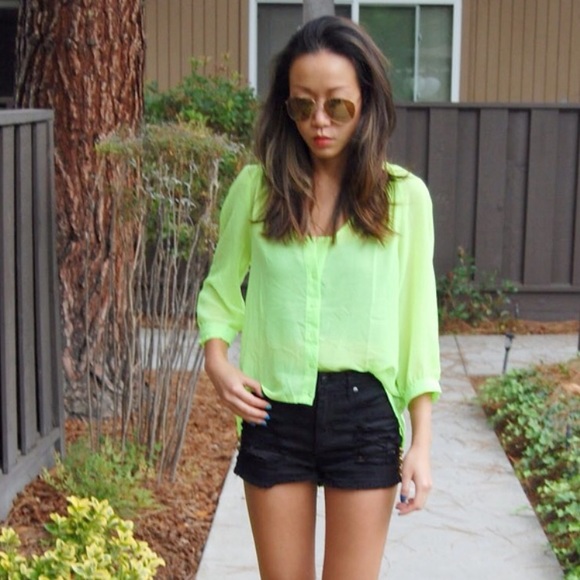 Urban Outfitters Tops - *Like NEW* sparkle & fade neon chiffon top Urban Outfitters Tops - *Like NEW* sparkle & fade neon chiffon top