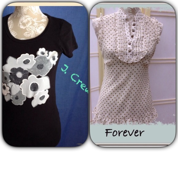 J. Crew Tops - #200  🌷 J. CREW BLACK FLOWERED TEE🌷🌷