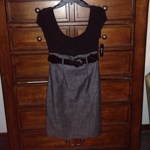 Business style dress with attached belt