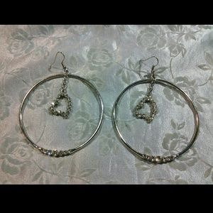 Lg. Blingy hoop, heart pierced earrings