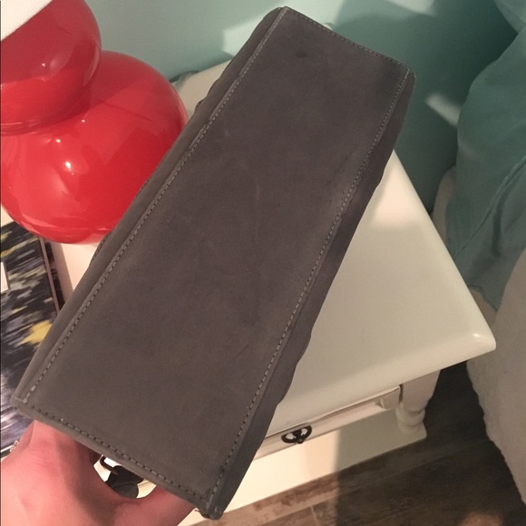 Vintage dusty blue leather handbag - Picture 5 of 9