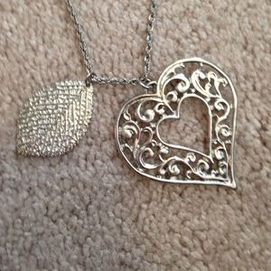 Silver heart leaf necklace
