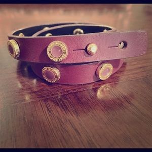 Tory Burch- leather stud double wrap bracelet