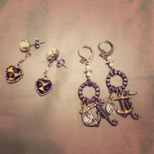 Two pairs of Betsy Johnson earrings
